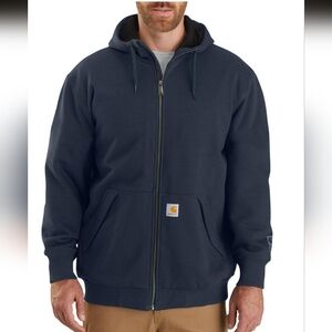 NWT Carhartt Men's Dark Blue Hoodie Termal Lined Rain Defender Jacket